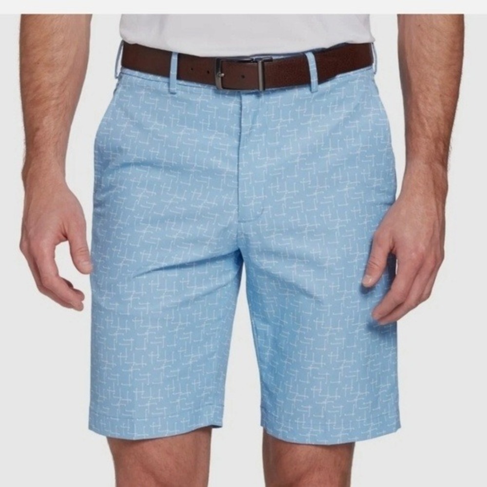 021 Walter Hagen Mens Blue Geometric Golf Shorts Performance (Size 32, EUC)